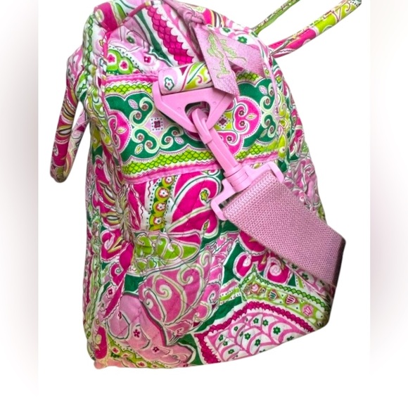 Vera Bradley Pinwheel Pink Quilted Large Weekender Travel Carry On Retired - Picture 5 of 14